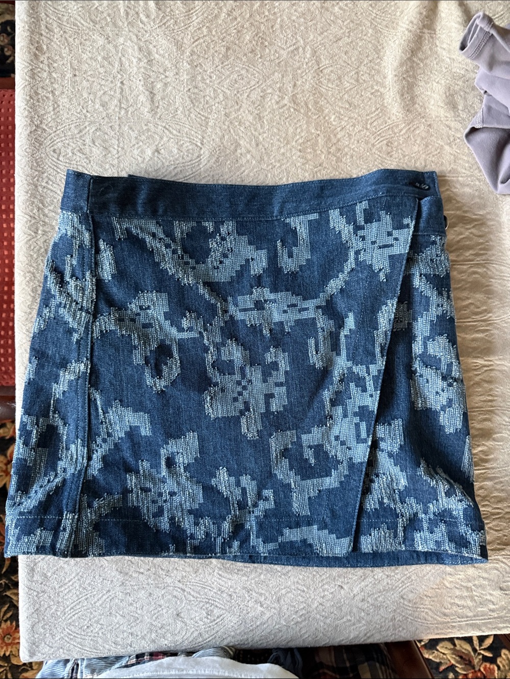 rag & bone Blue Floral Jacquard Denim Mini Skirt